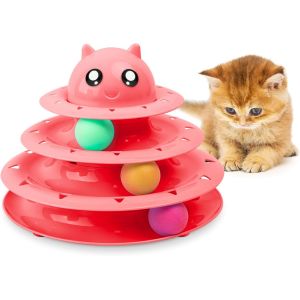 Jouet Interactif Pour Chat-Balle Amusante À 3 Niveaux Avec 3 Balles De Couleur|Puzzle Pour L'exercice|Rose - Neuf