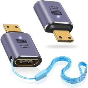 WQS-Adaptateur HDMI2.1 to Mini HDMI (2 Pack), 8K Mini HDMI mâle to HDMI femelle supportant 8K@60Hz,48Gbps pour Raspberry Pi Zero,caméra,HDTV,projecteur,ordinateur portable et tablette - Neuf