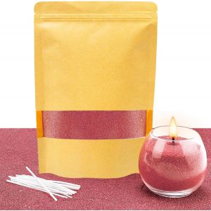 Candle Sand With Wick 400 G Candle Wax With 20 X 10 Cm Wicks,20 Candle Wicks Without Base,Wax Granules For Home Candle Making-Red Bean Paste.[W45] - Neuf