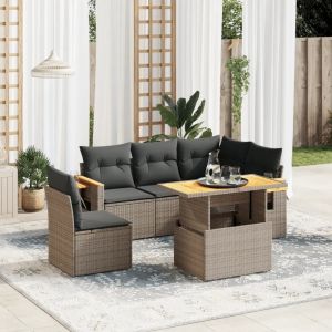 Prolenta Premium - Salon De Jardin 6 Pcs Avec Coussins Gris R&eacute;sine Tress&eacute;e - Neuf