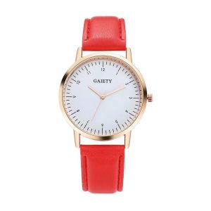 Gaiety Femmes &Eacute;l&eacute;gant Cadran Rond Motif Analogique Pu Strap Montre-Bracelet Montre &Agrave; Quartz (Rouge) - Neuf