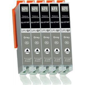 5 Cartouches d'encre avec Puce Compatible avec Canon CLI-571 (Gris) pour Pixma MG7750 MG7751 MG7752 MG7753 TS8050 TS8051 TS8052 TS8053 TS9050 TS9055 - Neuf