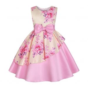 Robe De Princesse Fleurie Sans Manches Pour Fille (Rose 5) - Neuf