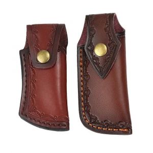 Portable marron pliage couteau fourreau outil lampe de poche ceinture boucle étui support gaine en cuir poche chasse camp équipement de transport en plein air - Neuf