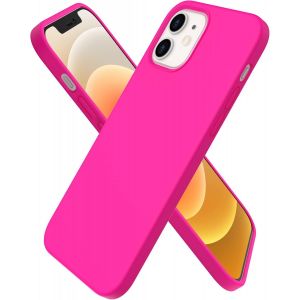 Maa-Coque Pour Iphone 12 Case 6,1"" Et Iphone 12 Pro Case,Fine En Caoutchouc Liquid Silicone Cover Protection Bumper Anti-Choc Housse Étui 6,1 Pouces Rose Fluo - Neuf
