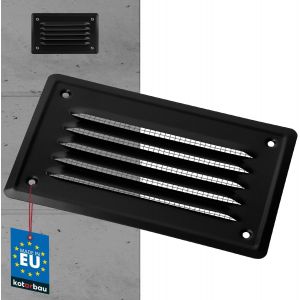 Grille de Ventilation 165 x 100 mm Noir en Acier Galvanisé Grille D'aération avec Moustiquaire Résistante à la Corrosion - Neuf