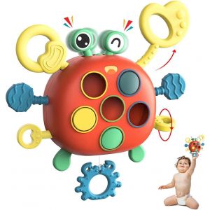 TDRFL-Jouet Bebe 1 An Montessori 6-12-18 Mois,Jeu Sensoriel Crabe,Dentaire Silicone À Cordon,Éveil De Voyage Et Développement Pour Garçon Fille - Neuf