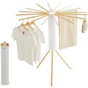 KGABERY-Séchoir À Linge Tripode,Séchoir À Linge Portable Et Pliable,Peu Encombrant-Séchoir À Linge Pliable Sur Le Sol Balcon Chambre À Coucher Maison En Bois - Neuf