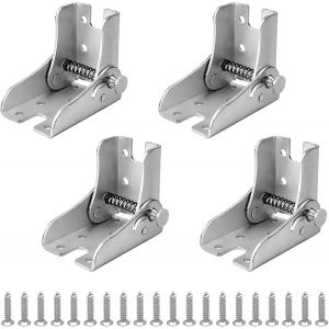4 Pièces Charnière Pied Pliable, Acier Galvanisé Charnière Pliante pour Pied de Table, Charnière Pliante Autobloquante de 90 Degrés avec Vis, Convient aux Meubles Pliants (Argent) - Neuf