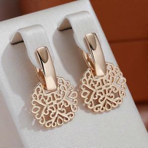 Luxe Brillant Géométrique Texture Femmes S 585 Or Couleur Boucles D'oreilles Vintage Boucles D'oreilles Mode Fine Minimaliste Bijoux - Neuf