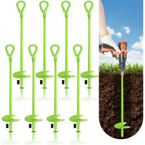Yemaesre-Lot De 8 Ancrages Au Sol De 45,7 Cm ¿ Ancrages De Terre Robustes Pour Trampoline, Tentes, Camping, Abri De Jardin, Auvents, Kit D'ancrage De Trampoline En Métal ¿ Adaptateur Non Inclus - Neuf