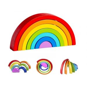Blocs empilables arc-en-ciel pour enfants - 7 arcs color&eacute;s - Jouet &eacute;ducatif pour les 3 ans et plus - Neuf