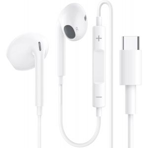 LORANKA-&Eacute;couteurs Filaires USB-C pour iPhone 17/16/15 &Eacute;couteurs Intra-Auriculaires Hi-FI St&eacute;r&eacute;o Typ-C avec Microphone et Contr&ocirc;le du Volume pour Apple 17/16/15, Samsung S24/S23, iPad - Blancs - Neuf
