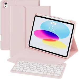 &Eacute;tui avec clavier pour iPad A16 11e g&eacute;n&eacute;ration 2025/10e g&eacute;n&eacute;ration 2022 (11/10,9""), coque arri&egrave;re en TPU souple avec porte-stylo, clavier magn&eacute;tique amovible, pour iPad 11/10 g&eacute;n&eacute;ration, rose - Neuf