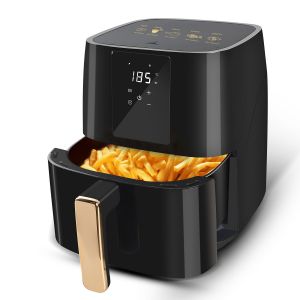 Friteuse à air chaud 5,5L sans huile avec fenêtre visible 1700W Écran tactile Température Réglable Minuterie Airfryer Noir - Neuf