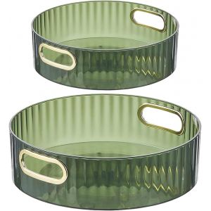 Sjzg-2 Pcs Plateau Tournant, Multifonction Porte-&Eacute;pices 360 &deg; Organisateur De Cuisine, Rangement Rotatifs &Agrave; 360&deg; Pour Salle De Bain,Support Pour Bocaux Et &Eacute;pices, Vert - Neuf