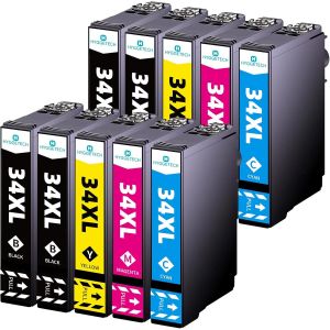 ERYI-34Xl Lot De 10 Cartouches D'Encre Compatibles Pour Epson 34Xl 34 Xl Compatibles Avec Epson Workforce Pro Wf-3720 Wf-3725 Wf-3720Dwf Wf-3725Dwf - Neuf