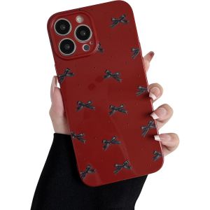 Eryi-Coque Pour Iphone 15 Pro, Mignon Cool Ruban Papillon Motif Soft Silicone Housse De Protection, Ultra Mince Et Léger Choc Housse Pour Iphone 15 Pro 6,1"" - Rouge Vin - Neuf