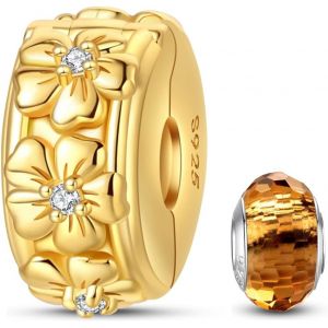 Eryi-925 En Argent Sterling Stopper Spacer Bead Charme Pour Femme Clip Charms Perles Compatible Avec Le Bracelet Pandora (With One Space Bead) - Neuf