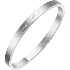 Eryi-® Bracelet Jonc Fin En Acier Inoxydable 316l Avec Message Phrases D'inspiration Largeur 4 Mm Plusieurs Messages Au Choix Couleurs Argenté (Maman Parfaite) - Neuf