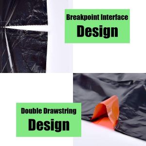 (50 x 40 cm, noir) Sacs poubelles portables avec cordon de serrage - Sacs poubelles écologiques, robustes pour cuisine, salon, chambre à coucher, bureau - Neuf