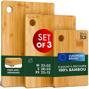 Planche A Decouper Bois Bambou - Planche À Découper Avec Rainure À Jus - Accessoire Cuisine - Grande Taille (43,5x29,5cm) - Neuf