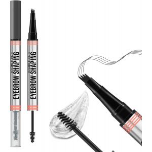 KALANKA-2 en 1 Stylo à sourcils et gel transparent pour sourcils, crayon à sourcils pour microblading et mascara transparent pour sourcils et cils, définition des sourcils pour un aspect naturel. - Neuf