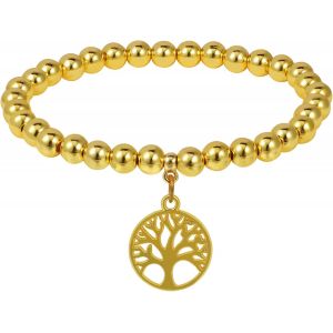 Kal-El&eacute;gant Bracelet Arbre De Vie Plaqu&eacute; Or, Bracelet Avec Accents De Cristal, Cadeau Pour Femme Amie - Neuf