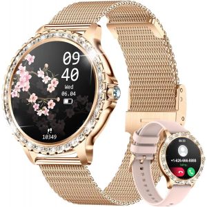 Montre Connectée Femme Avec Appel Bluetooth, 1.32"" Diamond Smartwatch Féminine Etanche Avec 20 Modes Sportifs Podometre Sommeil Pour Ios Et Android - Neuf