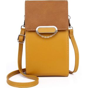(Jaune) Femmes Portefeuille Sac Bandoulière verser Téléphone en Cuir Porte Monnaie Téléphone Portable Mini Pochette Porte Carte Épaule Portefeuille Petit Sac Sacs à main de verser de Voyage Léger - Neuf