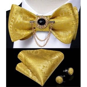 Dibangu Hommes Rose Solide Auto-Cravate Noeud Papillon Poche Carr&eacute; Boutons De Manchette Broche Ensemble Pour Mariage Mari&eacute; Mariage Affaires F&ecirc;te Noeuds Papillon--Ldlh3018 - Neuf