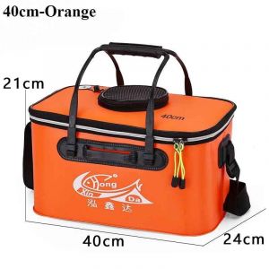 Seau De Pêche Pliant Et Épais,Seau À Poisson Vivant Sans Pompe À Oxygène,Réservoir D'eau Portable Eva,Boîte À Poissons Vivants Pour La Pêche En Plein Air-40cm-Orange - Neuf