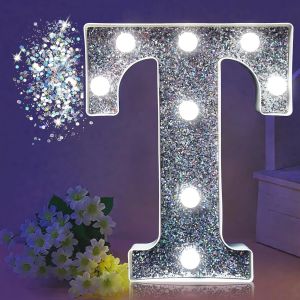 ERYI-Lettres Lumineuses Led Pour Chapiteau U2013 Lettres Lumineuses À Paillettes Argentées, Alimentées Par Piles, Veilleuse Pour Fête D'Anniversaire, Mariage, Décoration De La Maison, Fête Prénatale - Neuf