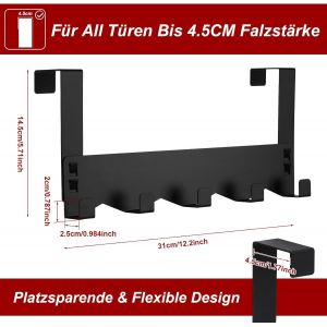 MEVRONISSHOP-Porte-manteau de porte &agrave; suspendre, crochets de porte stables &agrave; suspendre, en m&eacute;tal mat, crochet de porte flexible, peu encombrant, avec antid&eacute;rapant pour tout l'appartement - Neuf