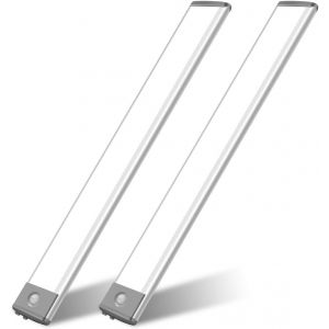Veilleuses 60 Led Rechargeables Fonctionnant &Agrave; Piles, &Eacute;clairage Blanc Froid, D&eacute;tecteur De Mouvement Int&eacute;rieur Sans Fil, Avec 4 Modes, Suspension Magn&eacute;tique Pour Cuisine, Couloir, Lot De 2 - Neuf