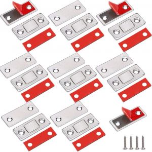 Lot de 8 loquets magnétiques pour portes de placard, ultra-fins, en métal, à coller, fixation adhésive, aimant puissant pour portes coulissantes, tiroirs, fenêtres, armoires, etc. - Neuf