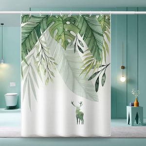 Rideau de douche anti-moisissure 180 x 200 cm, lavable en machine, avec 12 crochets antirouille, motif flamant rose en polyester - Neuf