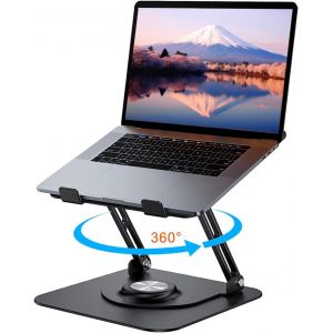 Support Pour Ordinateur Portable Avec Base Rotative &Agrave; 360 &deg;,Support Ergonomique Pour Ordinateur Portable,Laptop Stand Pliable En R&eacute;glable En Hauteur,Compatible Avec Macbook Pro,Laptops 10""-17"",Noir - Neuf