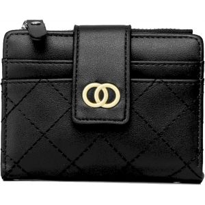CAUC-Portefeuille Femme, Noir Porte Feuilles pour Femme Court Porte-Monnaie Portable avec Emplacements pour Cartes, Esp&egrave;ceset et Photo, Poche pour la Monnaie, Mini Zipp&eacute; Pochette de Monnaie en PU - Neuf