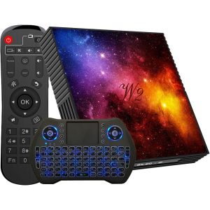 Android Box 4Go Ram 128Go Rom Smart Box Built-In 2.4G/5G Wifi Bluetooth 4.2,Lecteur Multim&eacute;dia Prend En Charge La Vid&eacute;o 4K 3D Uhd Avec Mini Clavier Sans Fil - Neuf