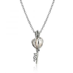 Femmes Simple Clé Creuse Imitation Perle Pendentif Alliage Chaîne Collier Bijoux Cadeau - Neuf