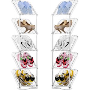 KGABERY-Étagère Chaussure À 5 Niveaux,Rangement Chaussure,Peu Encombrante Étroite Etagere Chaussure,Porte Chaussures Gain,Etagere A Chaussures De Place Pour Entrée,Salon,Chambre,Dressing - Neuf