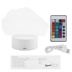 Hjlian Lampes De Table 3d A Led Avec Telecommande (Base Blanche) - Neuf