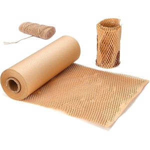 Papier demballage kraft Rouleau d'enveloppe de rembourrage en nid d'abeille ,Papier d'emballage Kraft écologique pour fragile l'emballage de déménagement de papier cadeau¿30cm*50m¿ - Neuf