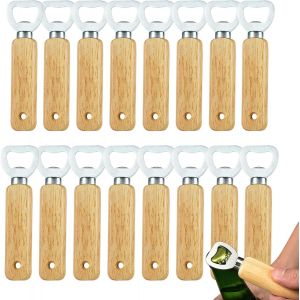 Letnerny-16 Pièces Décapsuleur En Bois, Personnalisé Cadeaux Pour Hommes, Ouvre-Bouteilles Gravable, Poignée En Bois Ouvre Bouteille De Bière Portable Pour Cidre, Bar, Maison, Cuisine, Papa, Grand-Pè - Neuf