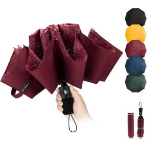 Parapluie Pliant Invers&eacute; Compact - Parapluies De Voyage Portables Pour La Pluie, Parapluie Homme Automatique Resistant Vent, - Neuf