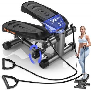 Checarzhn--No1-Stepper 2 En 1 Avec Cordes Élastiques, 16 Niveaux De Résistance, Mini Stepper D'appartement Avec Écran Multifonctions, Stepper Fitness La Maison, Idéal Pour Jambes, Bras, Fesses, Jusqu - Neuf