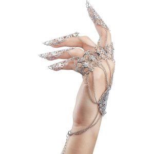 Eryi-Bracelet À Griffes Punk Pour Ongles, Bague À Griffes En Argent Vintage Avec Chaîne À Main, Costume De Cosplay D'halloween, Chaînes À Main, Bijoux Avec Ongles Pour Femmes Et Hommes - Neuf