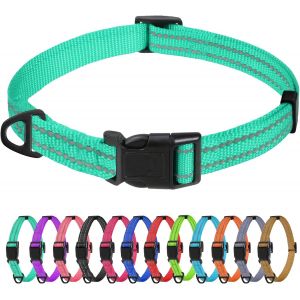 Collier Pour Chien, Collier En Nylon R&eacute;fl&eacute;chissant R&eacute;glable Classique Convient Pour Moyens Chiens, Noir, 2.5cm Largeur - Neuf