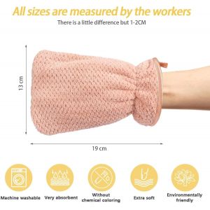 TZF-Lot de 4 gants de toilette en tissu éponge en velours corail en microfibre pour visage et corps 13 x 20 cm - Neuf